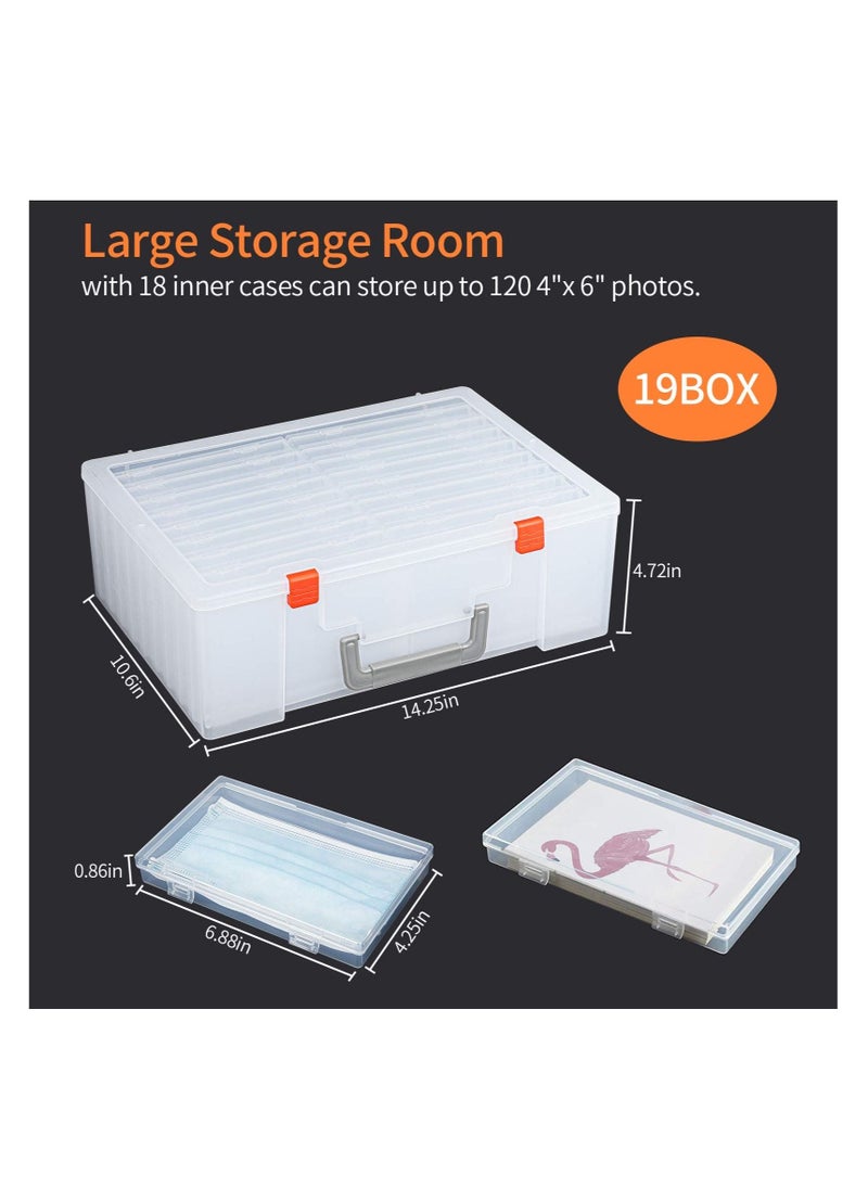 Y&D Photo Storage Box 4x6, Inner Extra Large Case Organizer Acid-Free Keeper Plastic Craft for Stickers Stamps Seeds (Clear, 18 Boxes)  - Image 4