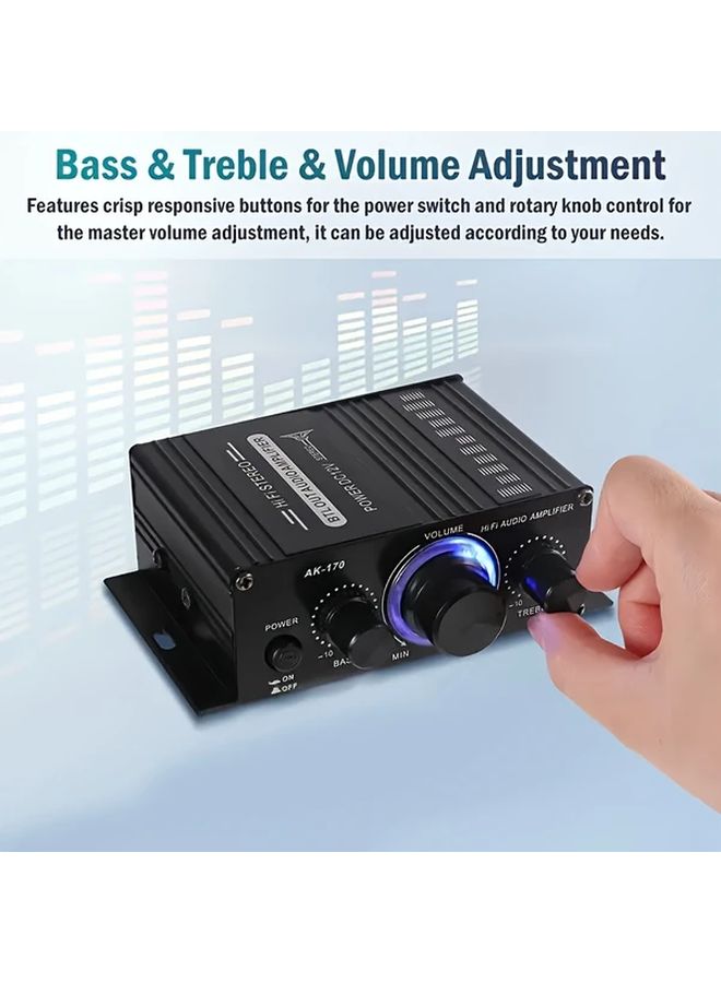2 Channel Mini Car Audio Amplifier 400W Peak Power with Bass Boost Treble Control RCA Noise Filter - Image 4