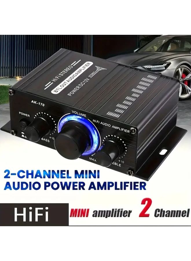 2 Channel Mini Car Audio Amplifier 400W Peak Power with Bass Boost Treble Control RCA Noise Filter - Image 1