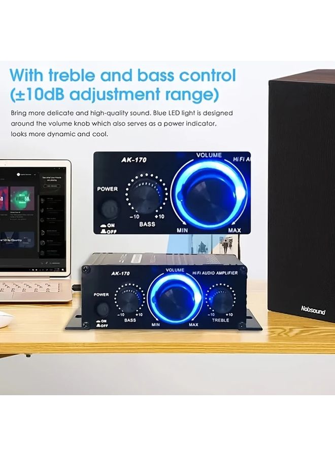 2 Channel Mini Car Audio Amplifier 400W Peak Power with Bass Boost Treble Control RCA Noise Filter - Image 3