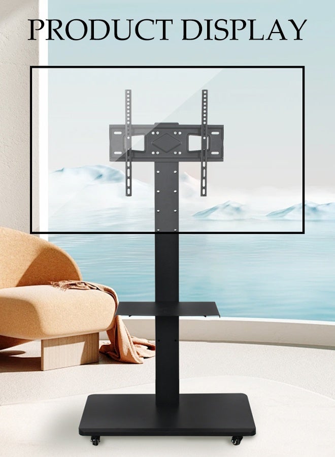 DUNISO Mobile TV Stand for 32-70 Inch LCD,Height Adjustable Floor TV Stand with Lockable Wheels & Removable Shelf，Heavy Duty Rolling TV Stand，for LCD LED 4K Flat Curved TV，600x400mm 70x43x180cm，Black - Image 4