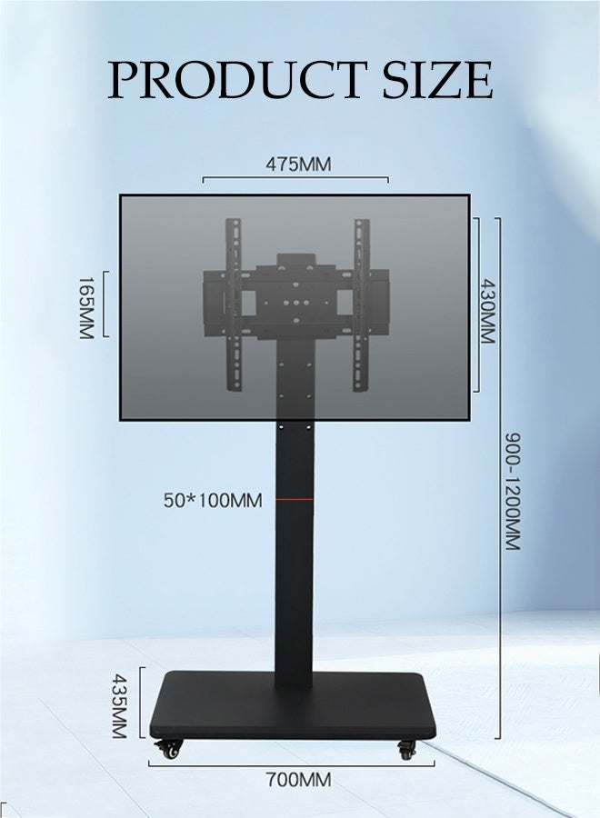DUNISO Mobile TV Stand for 32-70 Inch LCD,Height Adjustable Floor TV Stand with Lockable Wheels & Removable Shelf，Heavy Duty Rolling TV Stand，for LCD LED 4K Flat Curved TV，600x400mm 70x43x180cm，Black - Image 2