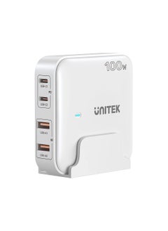 UNITEK Unitek P1229AWH Slim Compact Charging Station 100W ( 4-in-1 Desktop GaN Charger (2*USB-C PD + 2*USB-A QC3.0), with 1.5M Power Cord.  - Image 1