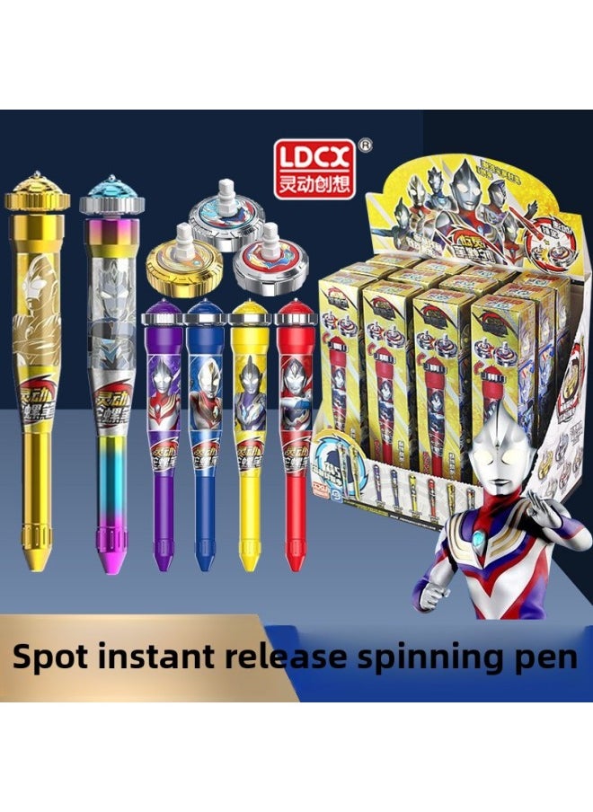 Generic - Smart Ultraman Hero Nib Gyro Pen Blind Box Children Toy Boy Fighting Spin Magic Birthday Gift-Color:Designated Model [daiwan] Ultraman Pen Tip Gyro + Combat Plate - Image 1