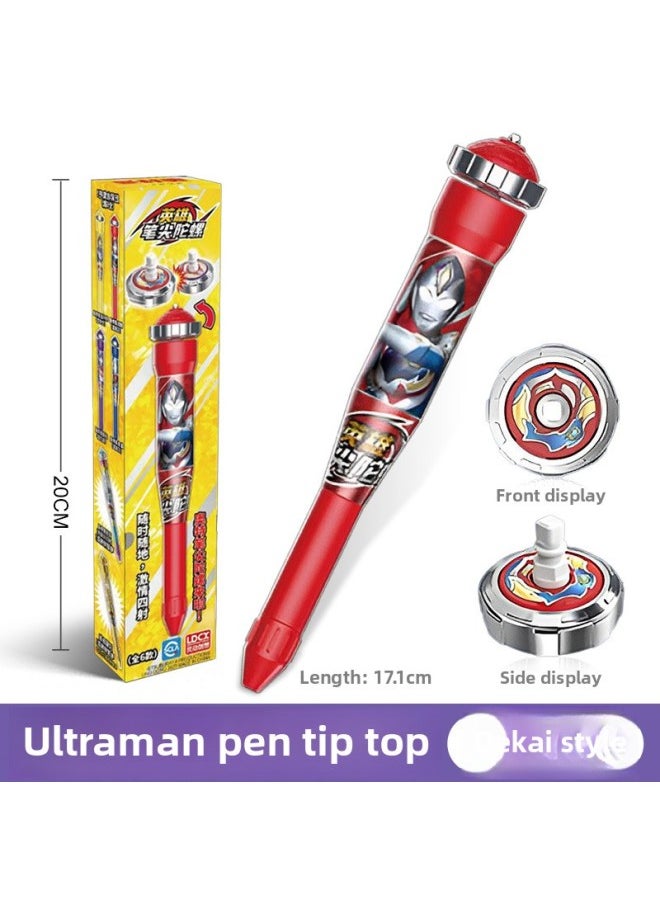 Generic - Smart Ultraman Hero Nib Gyro Pen Blind Box Children Toy Boy Fighting Spin Magic Birthday Gift-Color:Designated Model [daiwan] Ultraman Pen Tip Gyro + Combat Plate - Image 1