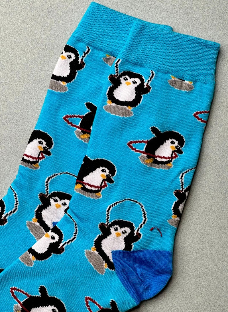 3 Pairs Cotton Blend Fun Penguin Socks for Men Women | Adorable Cartoon Penguin Design | Suitable for 35-42 Sizes | Comfortable Winter & Summer Socks