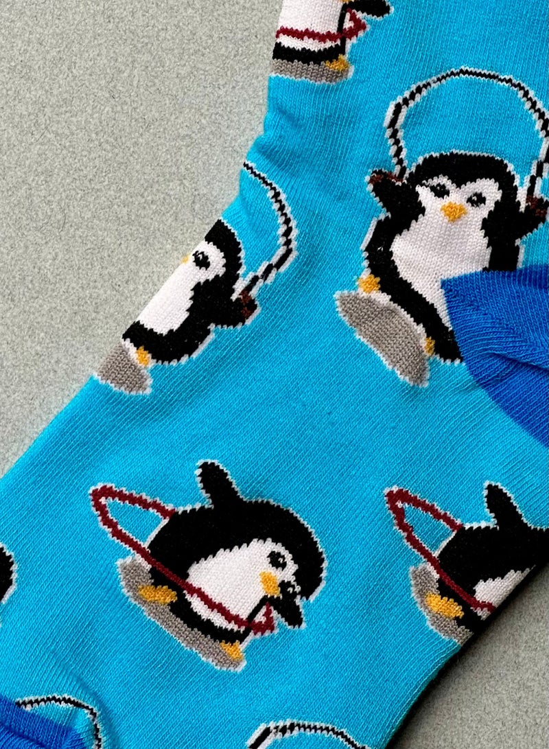 3 Pairs Cotton Blend Fun Penguin Socks for Men Women | Adorable Cartoon Penguin Design | Suitable for 35-42 Sizes | Comfortable Winter & Summer Socks