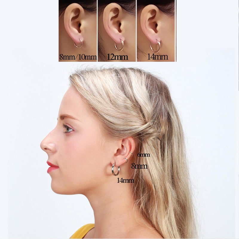 Gabry&jwl 316L Surgical Stainless Steel Huggie Hoop Earrings 8mm Gold Hypoallergenic Earrings Hoop Cartilage Helix Lobes Hinged Sleeper Earrings For Men Women(B01:8mm Gold(THK 2.0mm)) - Image 5