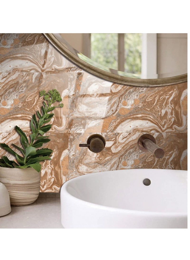 SYOSI Marble Tile Stickers, 16 Pcs Tile Stickers Marble Adhesive, Luxury New PVC Waterproof Oil Proof DLY Self Adhesive Stick, Floor Wall Decal Sticker, Kitchen Bathroom Backsplash Home Decor - Image 3