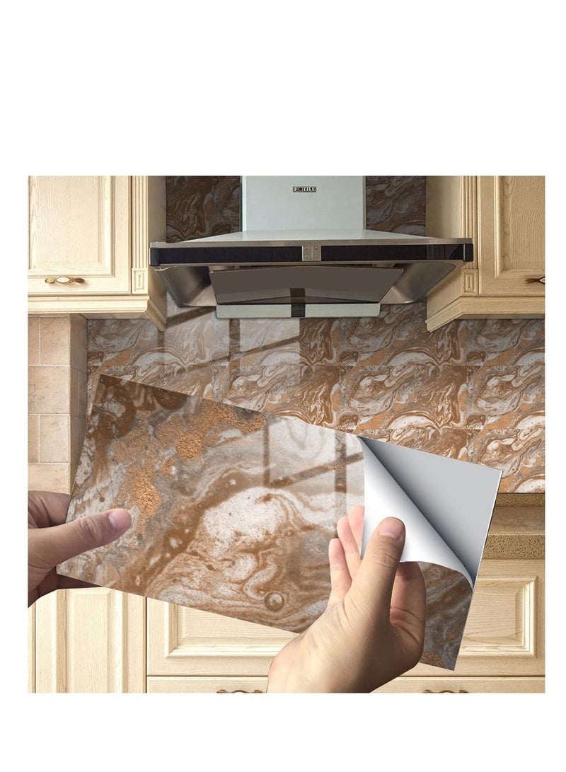 SYOSI Marble Tile Stickers, 16 Pcs Tile Stickers Marble Adhesive, Luxury New PVC Waterproof Oil Proof DLY Self Adhesive Stick, Floor Wall Decal Sticker, Kitchen Bathroom Backsplash Home Decor - Image 1
