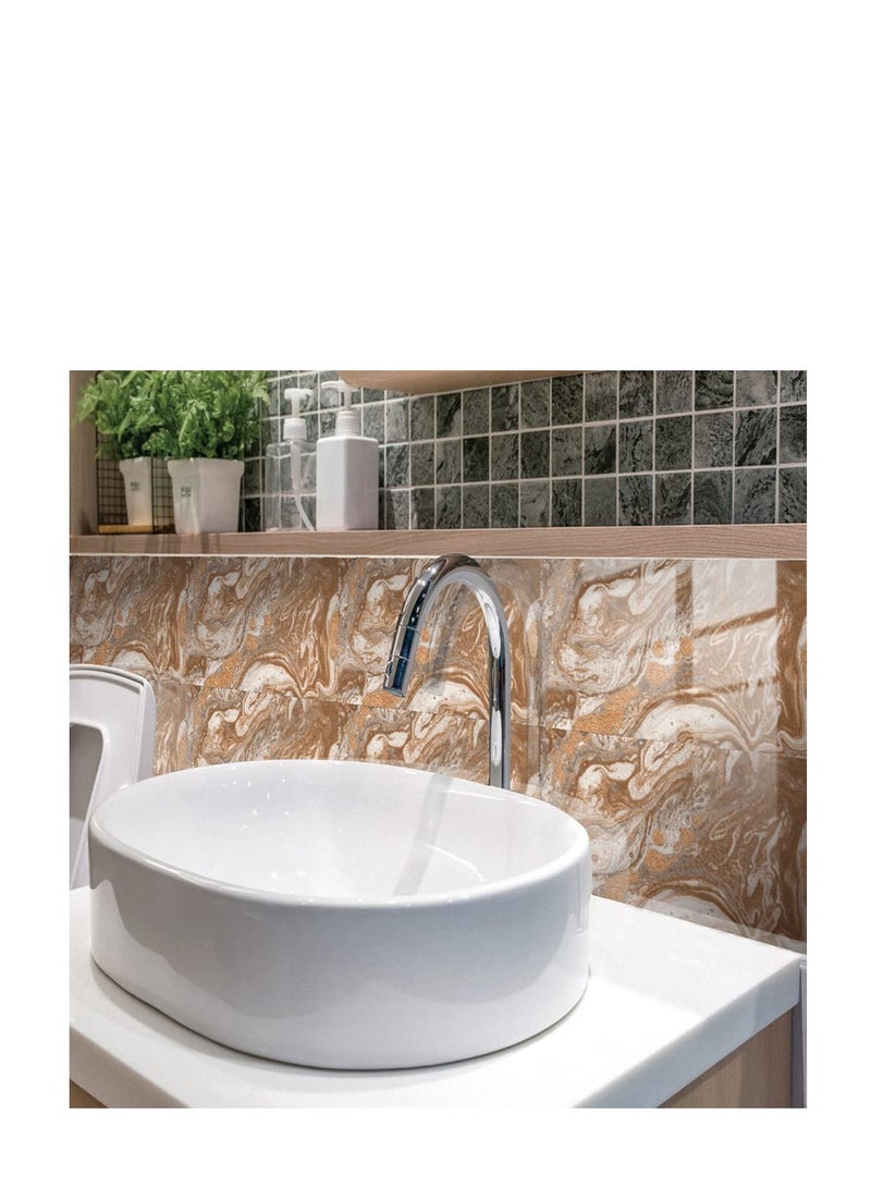 SYOSI Marble Tile Stickers, 16 Pcs Tile Stickers Marble Adhesive, Luxury New PVC Waterproof Oil Proof DLY Self Adhesive Stick, Floor Wall Decal Sticker, Kitchen Bathroom Backsplash Home Decor - Image 4