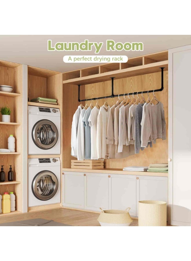 baytella Clothes Rack Wall Mounted, Industrial Pipe Clothes Hanger Rack for Hanging Clothes, Heavy Duty Space-Saving Garment Rack for Closet Storage, 184 × 27 × 8.5 CM - Image 2