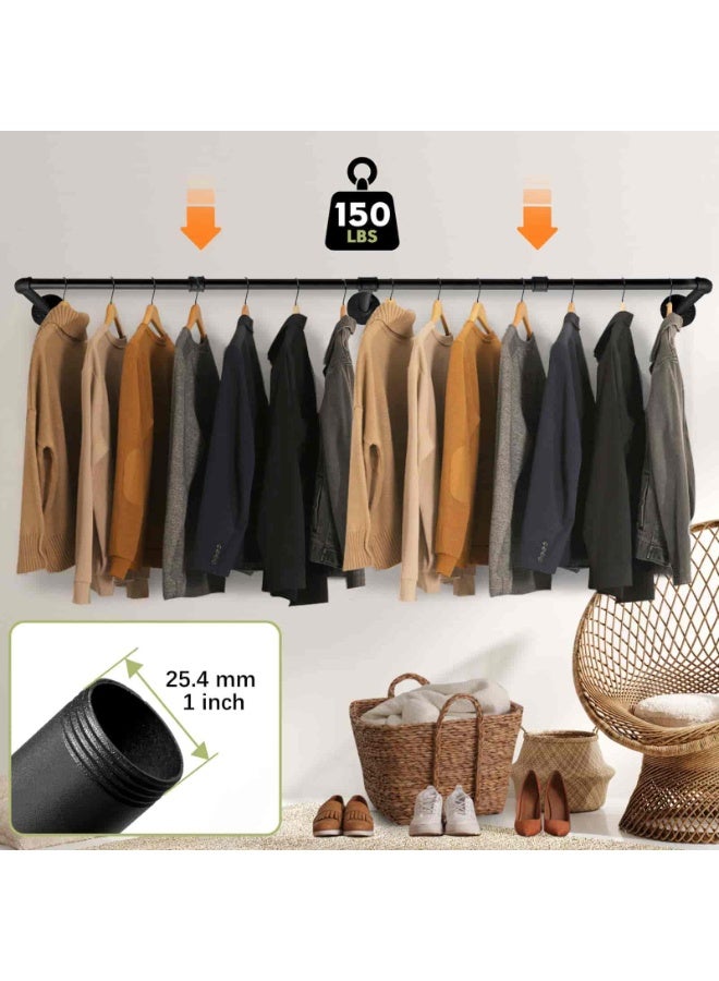 baytella Clothes Rack Wall Mounted, Industrial Pipe Clothes Hanger Rack for Hanging Clothes, Heavy Duty Space-Saving Garment Rack for Closet Storage, 184 × 27 × 8.5 CM - Image 5