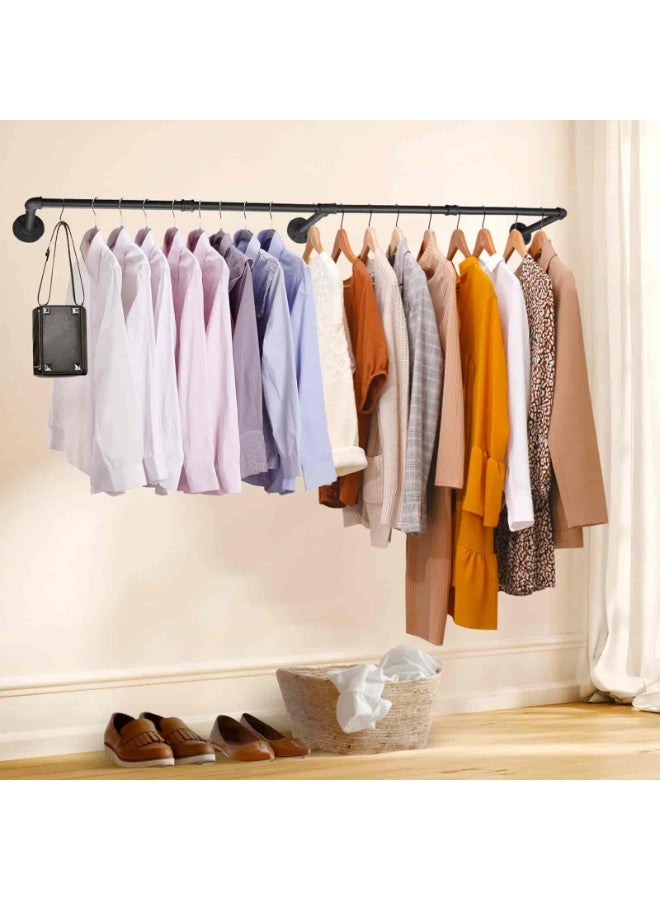 baytella Clothes Rack Wall Mounted, Industrial Pipe Clothes Hanger Rack for Hanging Clothes, Heavy Duty Space-Saving Garment Rack for Closet Storage, 184 × 27 × 8.5 CM - Image 3