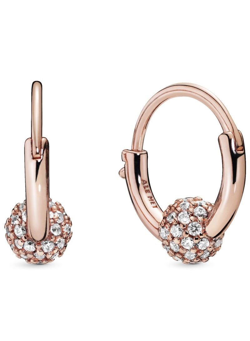 EVEREEN Pave Hoop Earrings 14k Rose Gold and Cubic Zirconia  - Image 1