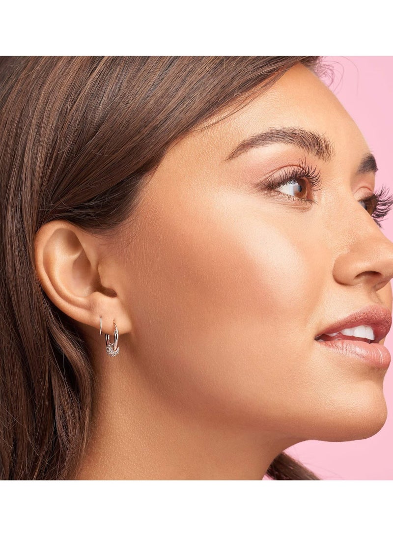 EVEREEN Pave Hoop Earrings 14k Rose Gold and Cubic Zirconia  - Image 2
