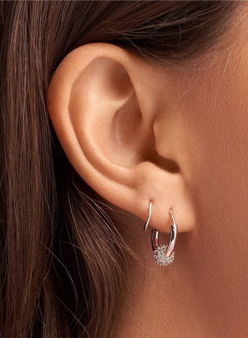 EVEREEN Pave Hoop Earrings 14k Rose Gold and Cubic Zirconia  - Image 3