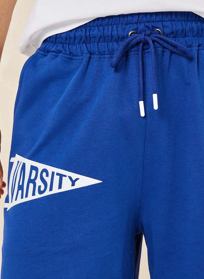 Styli Oversized Terry Shorts with Basketball Print