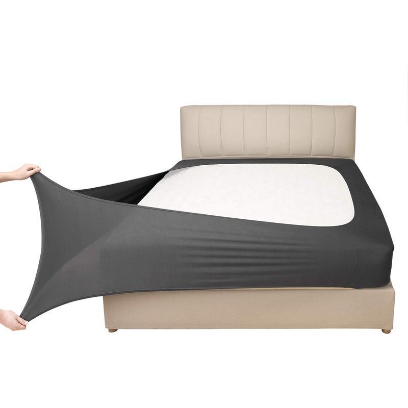 Mrs Awesome Stretch Jersey Box Spring Cover Wrap Around  Bed Skirt Alternative  Ultra Soft & Wrinkle Resistant  Full/Full XL  Dark Gray  - Image 1