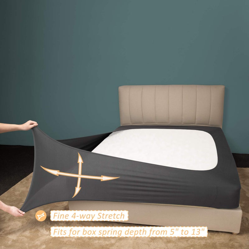 Mrs Awesome Stretch Jersey Box Spring Cover Wrap Around  Bed Skirt Alternative  Ultra Soft & Wrinkle Resistant  Full/Full XL  Dark Gray  - Image 4