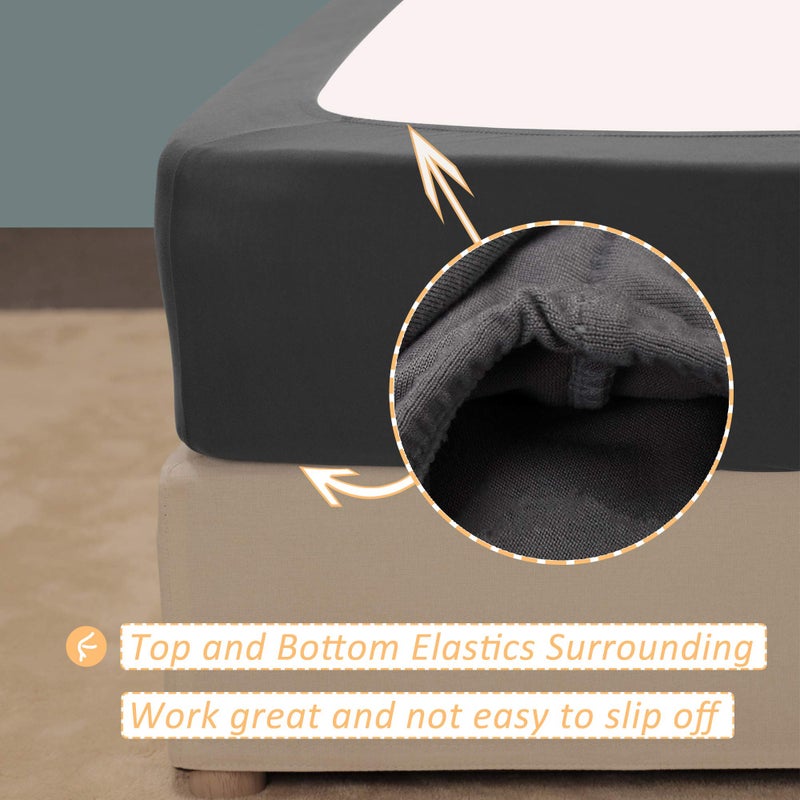 Mrs Awesome Stretch Jersey Box Spring Cover Wrap Around  Bed Skirt Alternative  Ultra Soft & Wrinkle Resistant  Full/Full XL  Dark Gray  - Image 3