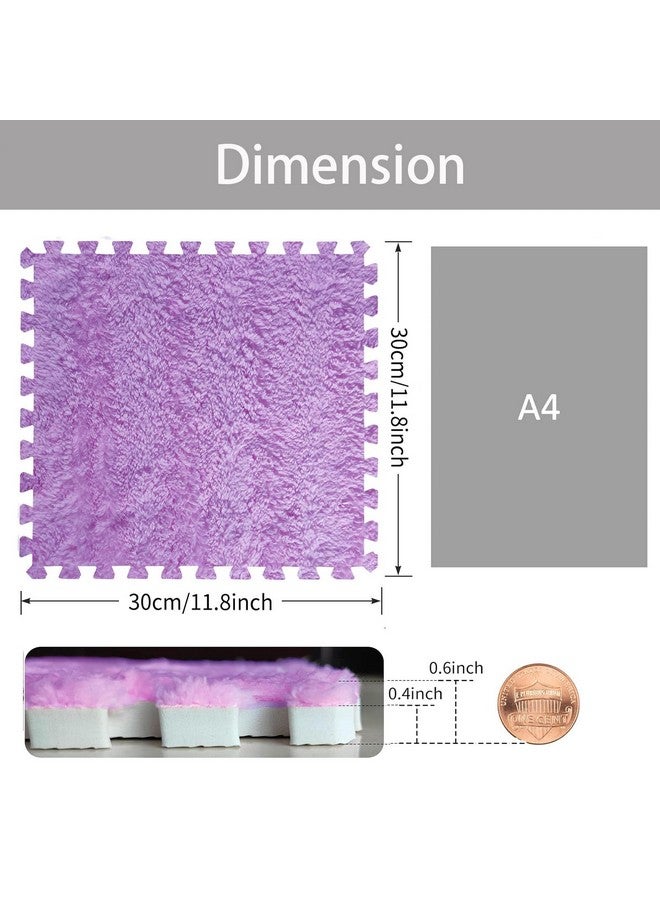 Jaderlu 16pcs 0.6" Thickened Interlocking Tile Mats,Fluffy Shaggy Soft EVA Foam Area Rug for Living Room & Bedroom,Non-Slip Protective Floor Carpet Play Mat Kids Baby Dorm Home Decor (11.8ft, Purple) - Image 2