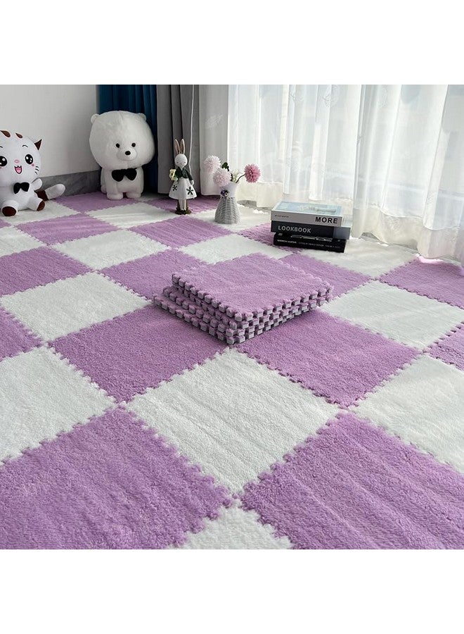 Jaderlu 16pcs 0.6" Thickened Interlocking Tile Mats,Fluffy Shaggy Soft EVA Foam Area Rug for Living Room & Bedroom,Non-Slip Protective Floor Carpet Play Mat Kids Baby Dorm Home Decor (11.8ft, Purple) - Image 4