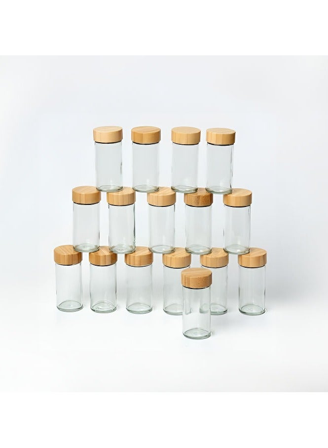 24-Piece Glass Spice Jar Set with Accessories Multicolor 120ml with Wooden Cap  - Image 1