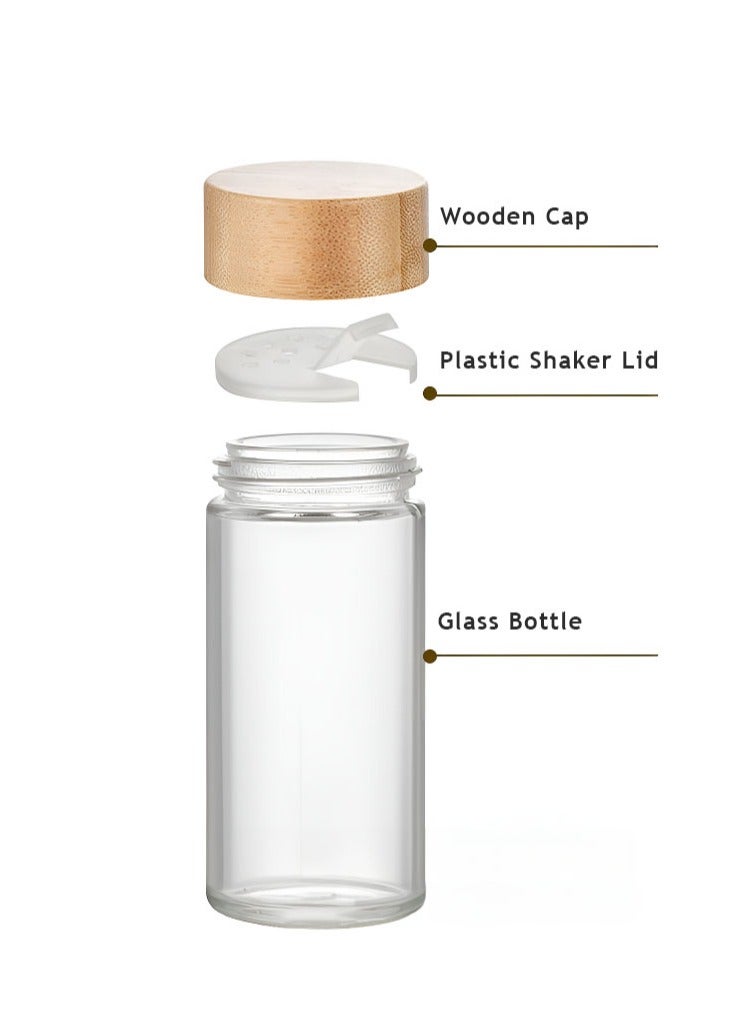 24-Piece Glass Spice Jar Set with Accessories Multicolor 120ml with Wooden Cap  - Image 2
