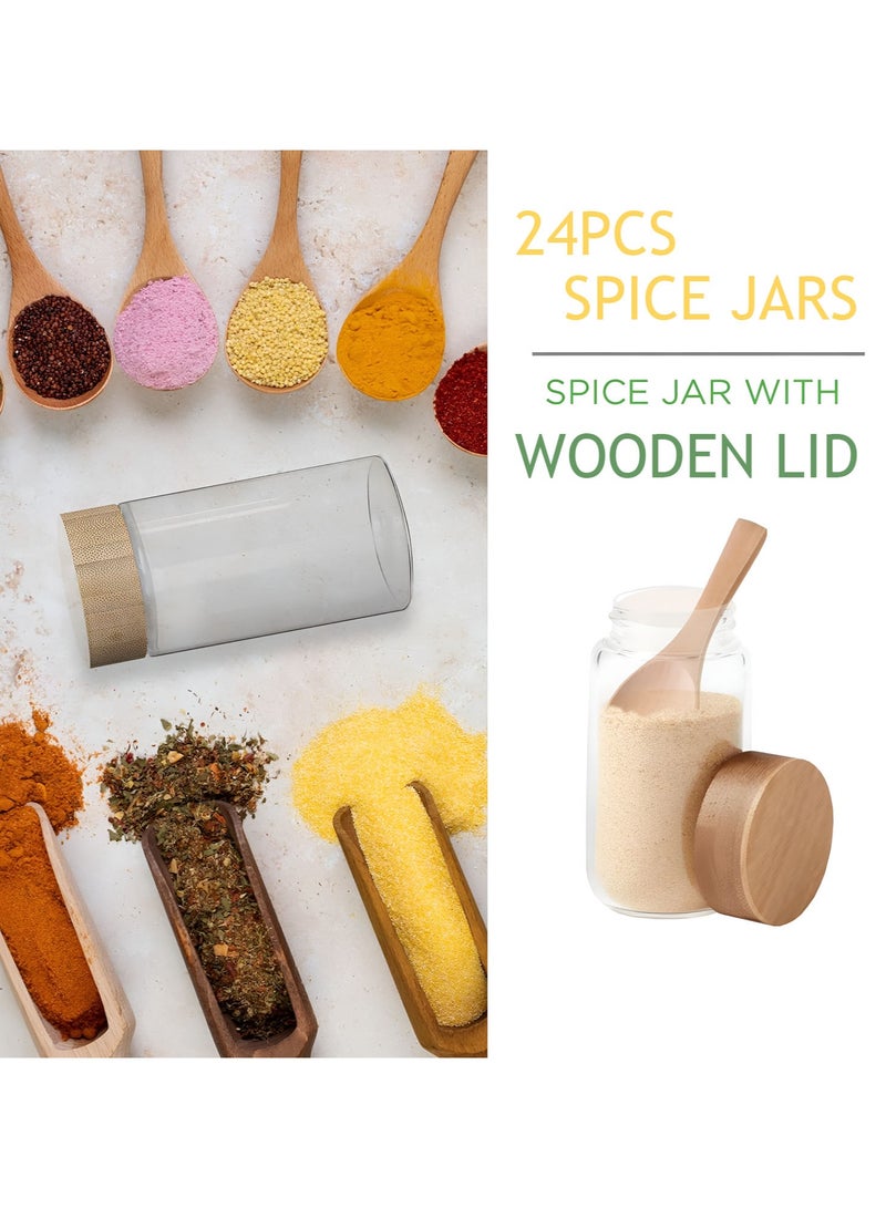 24-Piece Glass Spice Jar Set with Accessories Multicolor 120ml with Wooden Cap  - Image 3