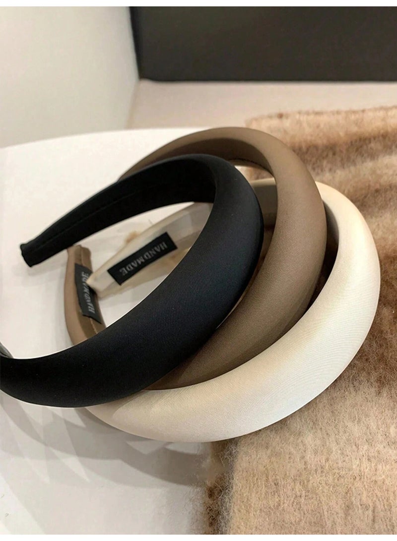 Set of 3 Hair Clips in Black, Brown, and Beige – Elegant Padded Design - Image 1