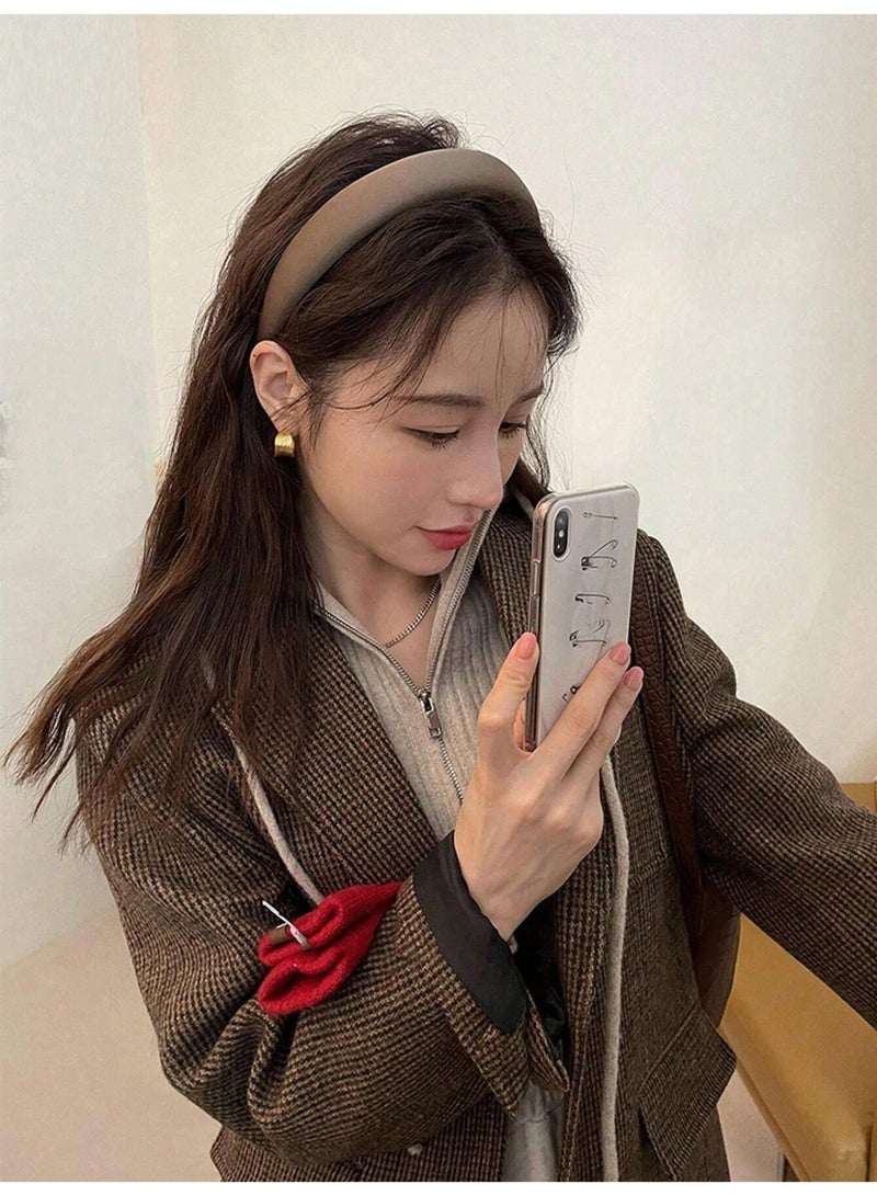 Set of 3 Hair Clips in Black, Brown, and Beige – Elegant Padded Design - Image 4