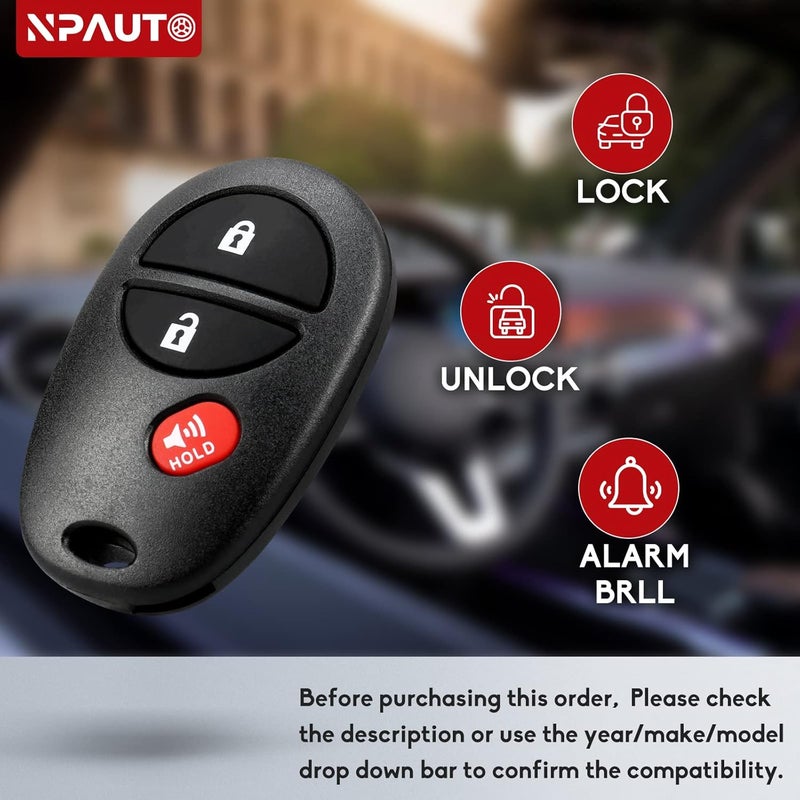 NPAUTO Key Fob Replacement Fits for Toyota Sienna 2004-2017, Tacoma 2005-2016, Tundra 2007-2017, Sequoia 2008-2017, Highlander 2008-2013, Keyless Entry Remote Control Car Key Fob, CGQ43VT20T - Image 4