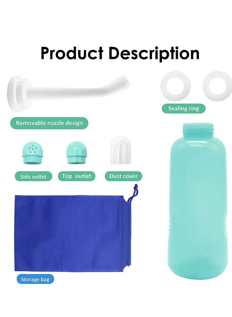 Peri Bottle Travel Shattaf, Portable Travel Bidet with Carry Bag,TPE Material Can Be Boiled, 500ml Capacity with 2 Sealing Ring,Essentials for Postpartum Perineal Care,Hemorrhoid Treatment (Green) - Image 3