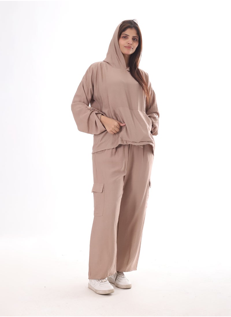 بيبو طقم حريمي سادة بكابتشو  - Image 1