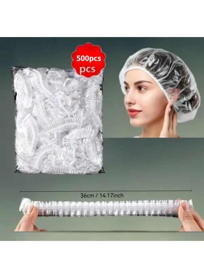 500pcs White Disposable Shower Caps Durable Protective Hair Covers For Travel Salon - Image 4