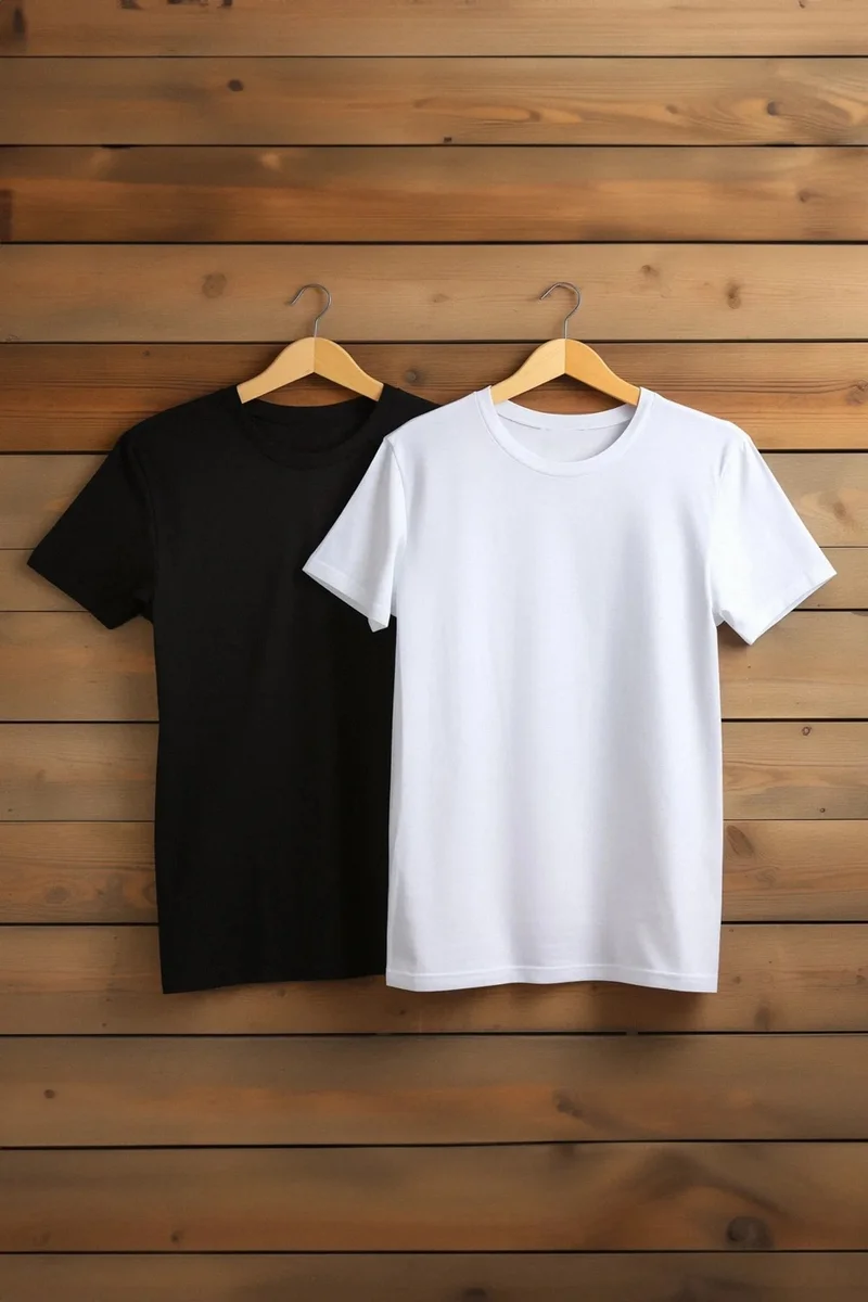 Sardem Black-White Basic Slim Fit 95% Cotton 5% Lycra 2 Pack Short Sleeve T-Shirt