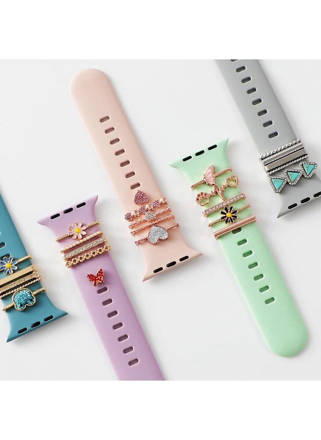 ALMNVO - Bling Diamond Charms for Apple Watch Bands Charms 46mm 45mm 44mm 42mm 41mm 40mm 38mm 49mm,Sparkle Metal Sliding Decorative Rings Bracelet for iWatch Ultra/2 Series 10 9 8 7 se 6 5 4 3 Women - Image 1