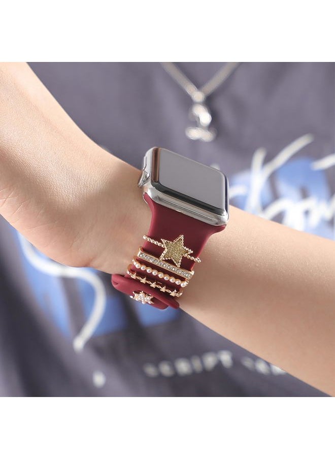 ALMNVO - Bling Diamond Charms for Apple Watch Bands Charms 46mm 45mm 44mm 42mm 41mm 40mm 38mm 49mm,Sparkle Metal Sliding Decorative Rings Bracelet for iWatch Ultra/2 Series 10 9 8 7 se 6 5 4 3 Women - Image 1
