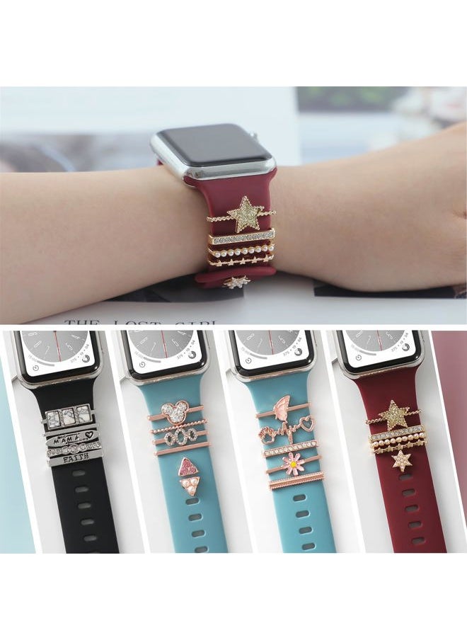 ALMNVO - Bling Diamond Charms for Apple Watch Bands Charms 46mm 45mm 44mm 42mm 41mm 40mm 38mm 49mm,Sparkle Metal Sliding Decorative Rings Bracelet for iWatch Ultra/2 Series 10 9 8 7 se 6 5 4 3 Women - Image 1