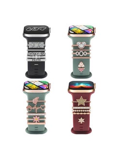Bling Diamond Charms for Apple Watch Bands Charms 46mm 45mm 44mm 42mm 41mm 40mm 38mm 49mm,Sparkle Metal Sliding Decorative Rings Bracelet for iWatch Ultra/2 Series 10 9 8 7 se 6 5 4 3 Women