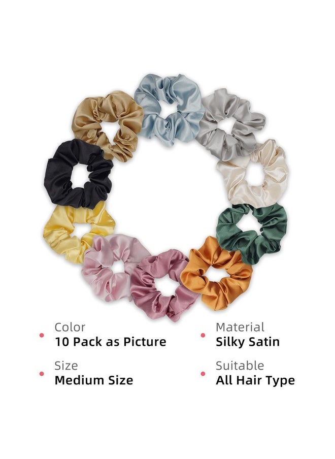 LERSVICVIL 10 Packs Hair Ties Silky Satin Scrunchies for Women Girls Hair Elastic Bands Ponytail Holder Soft Hair Accessories  - Image 3