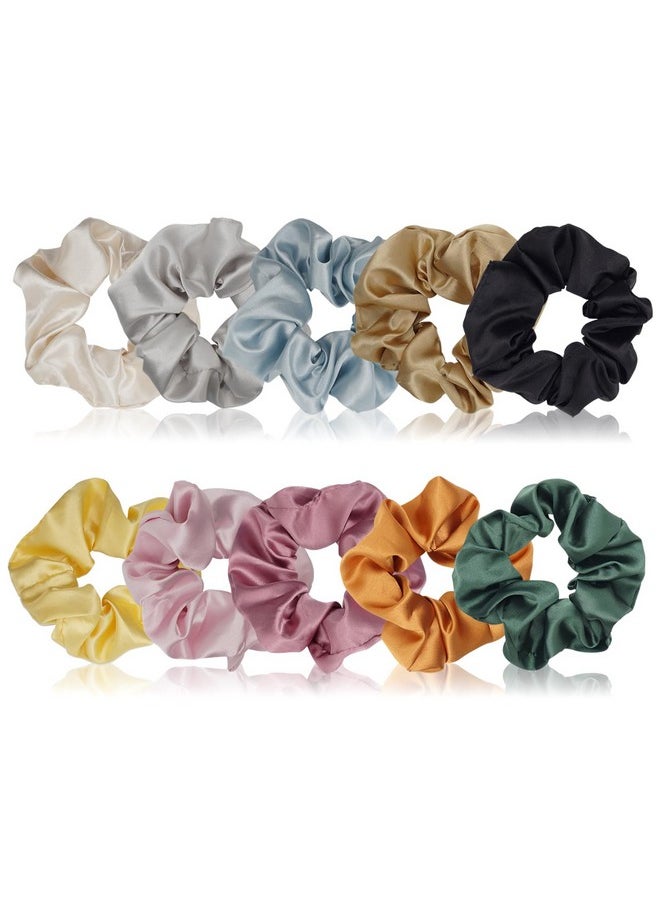 LERSVICVIL 10 Packs Hair Ties Silky Satin Scrunchies for Women Girls Hair Elastic Bands Ponytail Holder Soft Hair Accessories  - Image 1
