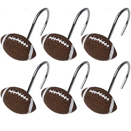 Faitove Faitove Football Shower Curtain Hooks Boys Bathroom Rod Decorative Rings  Set of 12