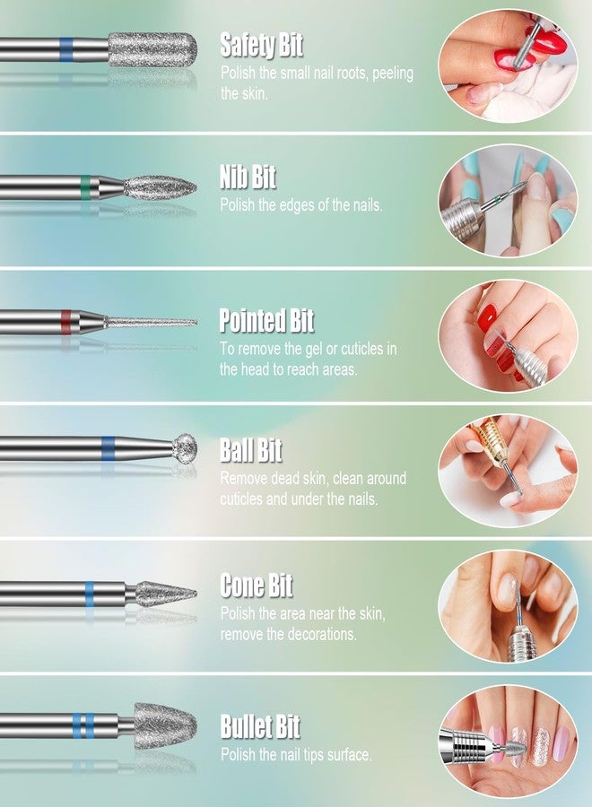 Rolokit 13PCS Nail Drill Bits Set, 3/32” Professional Drill Bits Nail Tech, Tungsten Carbide Diamond Ceramic Efile Nail Bits with Brush, Cuticle Remover Bits for Acrylic Gel Dip Powder Nail Manicure - Image 3