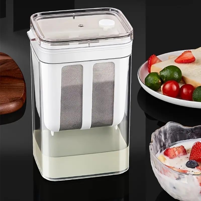 ZINLEY zinley Yogurt Strainer 1100ml Multi Yoghurt Maker Strainer with Fine Mesh Bag Lid for Thick Greek Yogurt Soybean Milk Kefir Berries Soup Fruit Juice Coffee  - Image 1