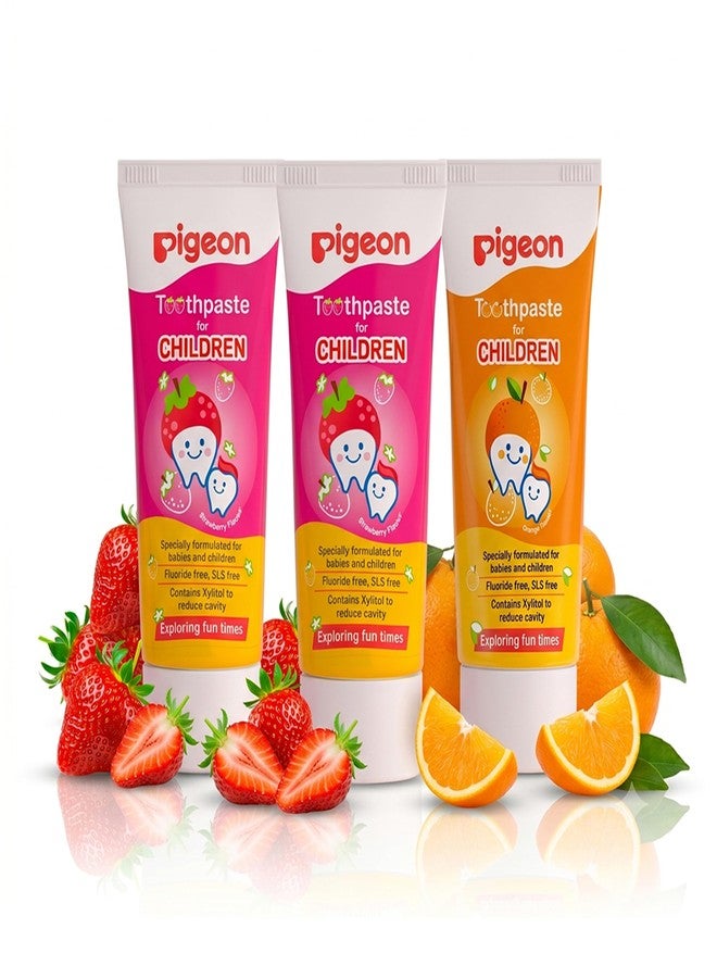 Pigeon Apple & Orange Toothpaste for Babies & Kids 45 g (Pack of 3) | Fluoride & SLS Free | Colour & Paraben Free | pH-Balanced Gentle Care - Image 1