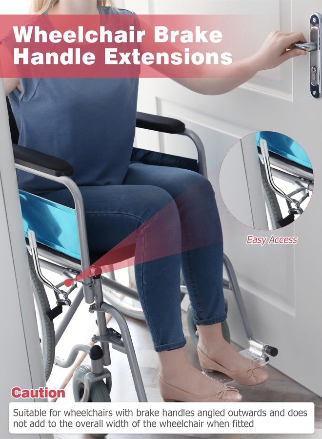 Mellbree 2Pcs Wheelchair Brake Extenders, 5 Inch, Silver, Curved Metal Version, Fits Outward-facing Brakes, Maintains Narrow Width - Image 3