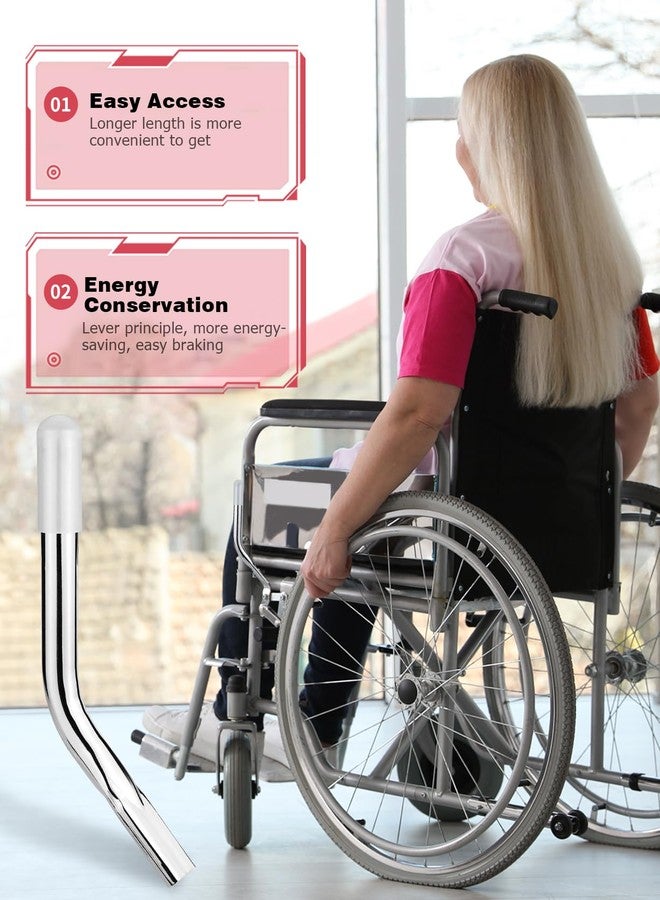 Mellbree 2Pcs Wheelchair Brake Extenders, 5 Inch, Silver, Curved Metal Version, Fits Outward-facing Brakes, Maintains Narrow Width - Image 4