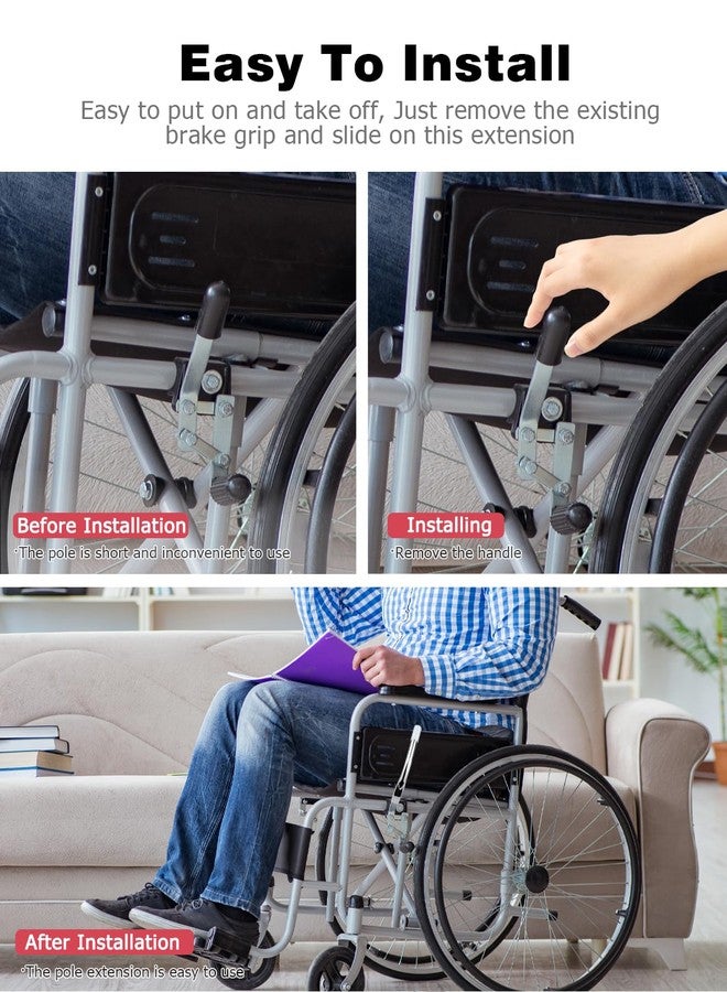 Mellbree 2Pcs Wheelchair Brake Extenders, 5 Inch, Silver, Curved Metal Version, Fits Outward-facing Brakes, Maintains Narrow Width - Image 5